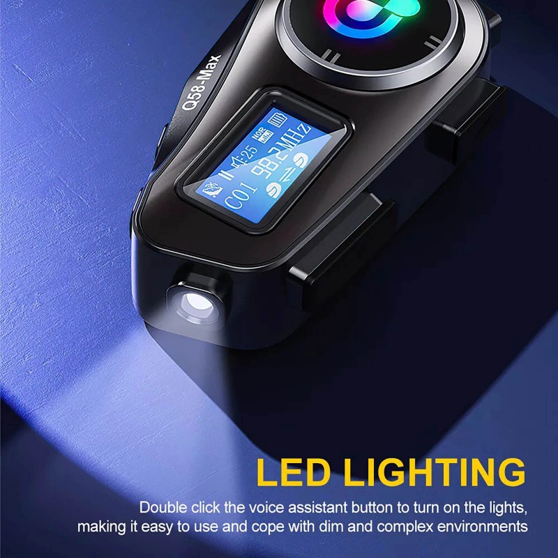 Motorcycle Intercom Helmet double back clip Bluetooth Headset LCD Waterproof