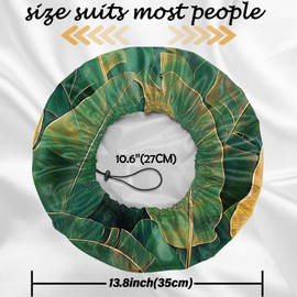 Cabreche 2 PCS Shower Cap Reusable Waterproof Double Layers Hair Caps Large Shower Bath Adjustable Elastic Hat for Women Girls Cute Aesthetic-Leaf Frog