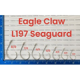 Eagle Claw Lazer Sharp L197 Circle Sea Offset Circle Hook 2/0 to 7/0 in 100 Or 50 packs (EagleClaw 197 Circle SeaGuard 5/0-50 Pk)