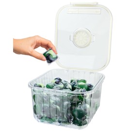 Skywin Laundry Pod Container - Laundry Pod Storage Container for Laundry Room Organization Laundry & Dishwasher Pod Laundry Container (Clear)