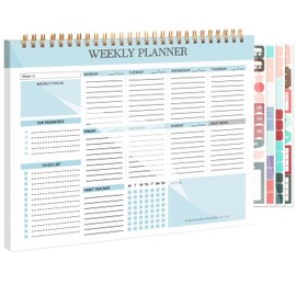 COZY CORE Weekly To-Do List Notepad - Undated Weekly Planner with 52 Tear-Off Sheets, Habit Tracker & Productivity Organizer for Home, School, and Work, 9.7" x 7.2", Pink (Blue)