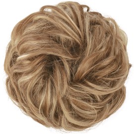 FESHFEN Messy Bun Hair Pieces - Large Wavy Curly Elastic Hair Bun Scrunchies Ponytail Extensions Synthetic Chignon Hairpieces for Women, 1.94oz