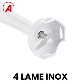 Ardes ARMIX01 Hand Blender DEEP - Mini Hand Blender with 4 Stainless Steel Blades, 15,000 RPM - Professional Kitchen Mixer with 2 Speeds, Removable Shaft - Hand Blender