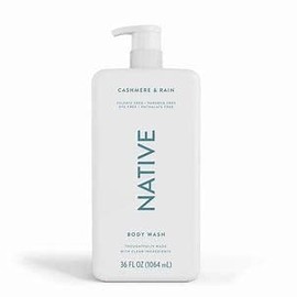 Native Cashmere and Rain Body Wash, 36 Fl Oz (1.06 L), Clean Ingredients, White