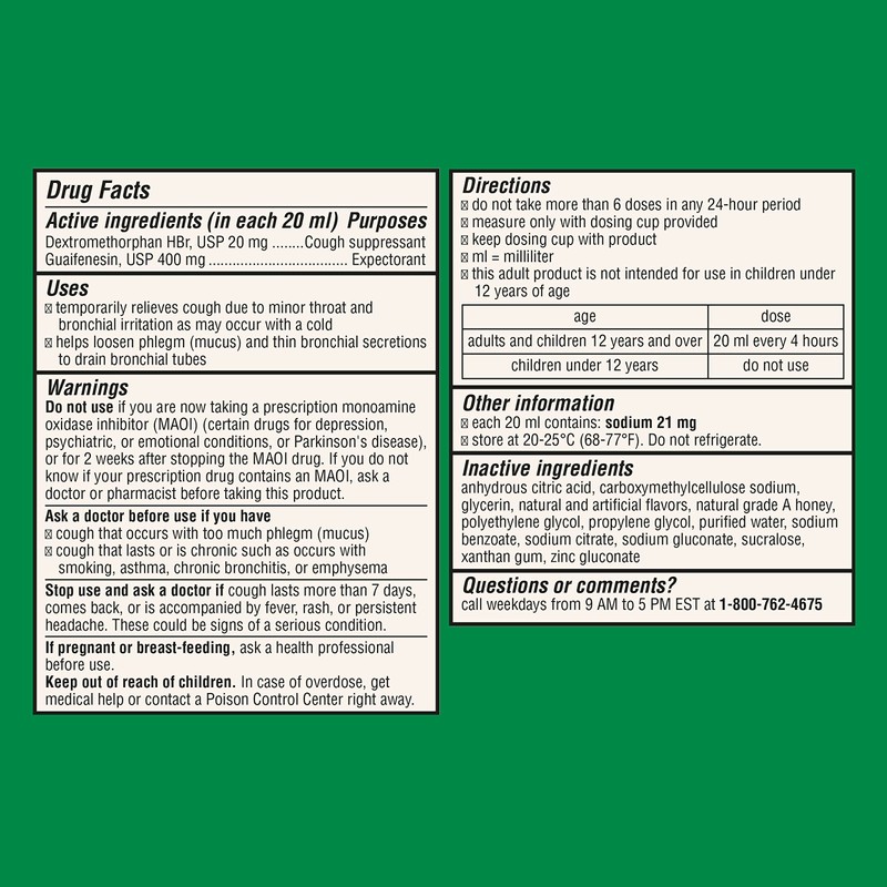 Robitussin Honey DM Max Cough Plus Chest Congestion, Adult Formula
