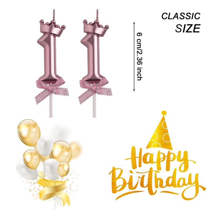 AOOLADA Rose Gold 11 Birthday Candle