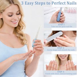 Premium Crystal Glass Nail File with Blue Case – Diamond Nano Nail Buffer for Natural & Acrylic Nails, Salon-Quality Gift for Women and Men