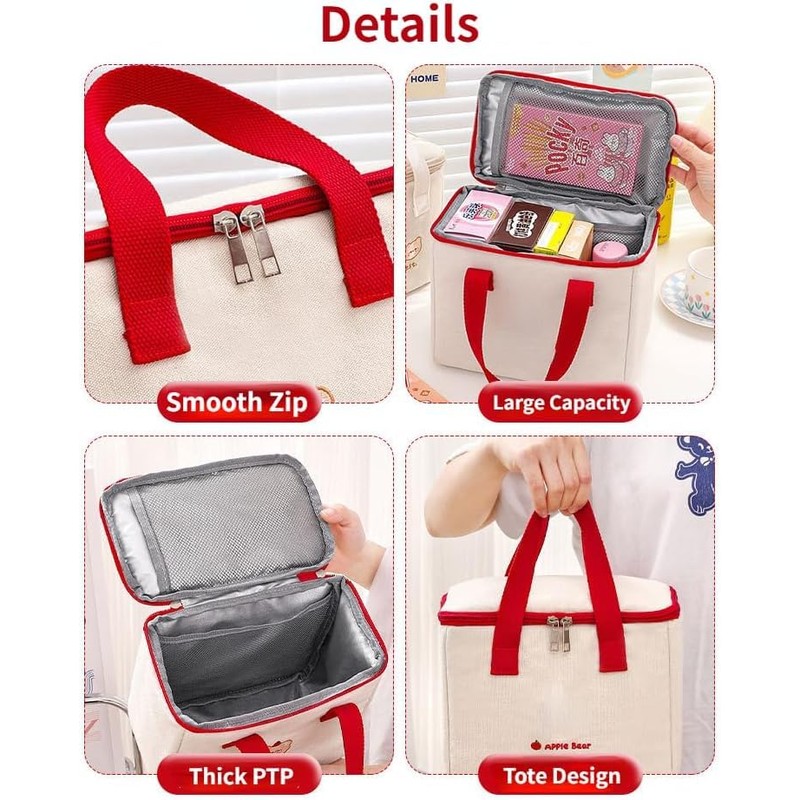 zalati Lunch Bag Insulated Cooler Tote Food Carry Bag Cute