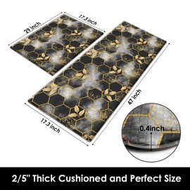 Arttown Coffee Cute Cafe Anti-Fatigue Kitchen Rug Set of 2 Cup Brown Farmhouse Vintage Cushioned Floor Standing Mat Waterproof Non-Slip Kitchen Mat and PVC Ergonomic Comfort Foam Rug