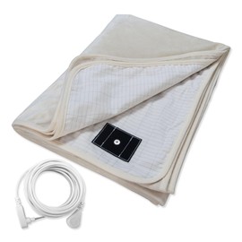 XINHUSU Grounding Blanket Earth Connected Bed Throws Silver Fiber Grounded Flannel Bedding for Relaxation (50"x60",Beige)