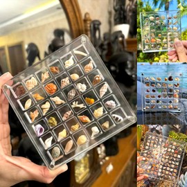 Vordpe 36 Compartments Acrylic Magnetic Seashell Display Box, Clear Shell Storage Box, Storage Box, Display Organiser, Acrylic Display Box for Shells, Diamonds, Gemstones