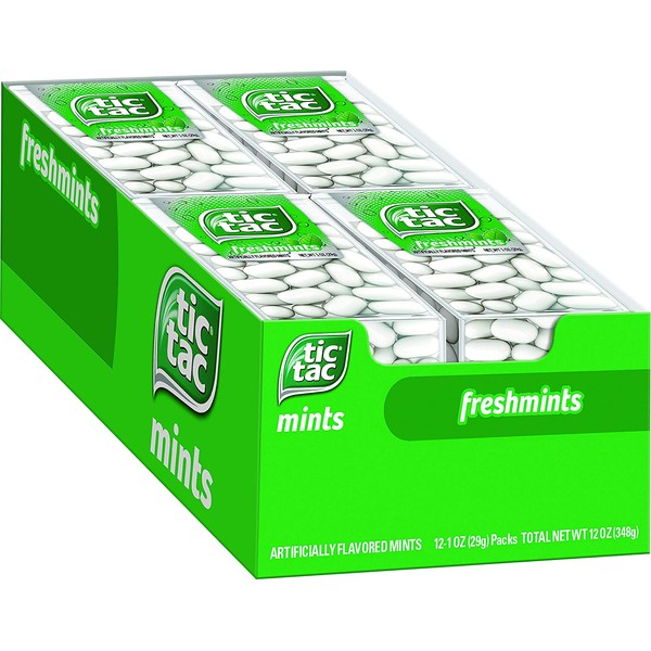 Tic Tac Fresh Breath Mints, Freshmint, Bulk Hard Candy Mints, Great for Holiday Stocking Stuffers, 1 oz Singles, 12 Count