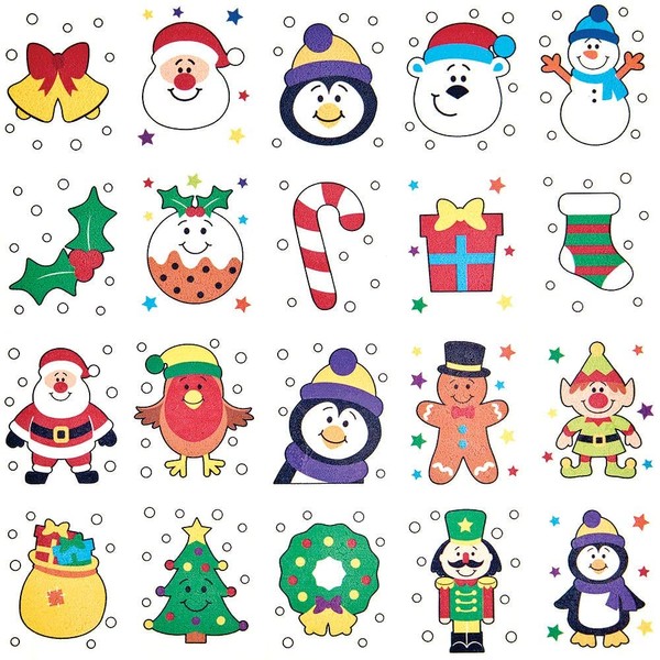 Baker Ross FX408 Christmas Chums Tattoos - Pack of 80, Temporary Tattoos for Kids, Christmas Party Bag Gifts, Xmas Toys for Kids