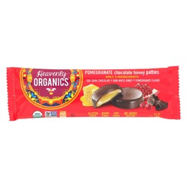Heavenly Organics Pomegranate Chocolate Honey Patties (16 Per Box) Made with 100% Organic Cocoa and 100% Organic Raw White Honey; Non-GMO, Fair Trade, Kosher, Dairy & Gluten Free, No Sugar Added