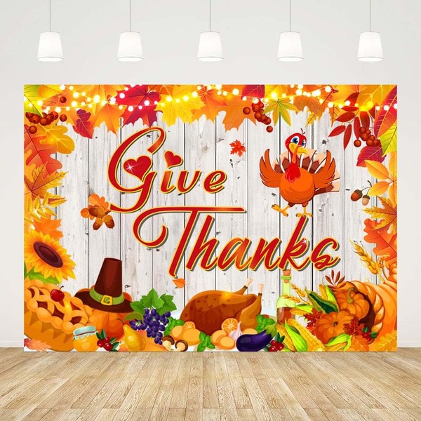 AIBIIN Autumn Give Thanks Backdrop for Photography Fall Harvest Happy