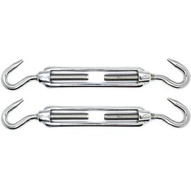M6 x 110mm Hook & Hook Turnbuckles Wire Tensioner Strainer Closed Hook Threaded Hook A4 Marine Grade Stainless Steel (Pack of 2)