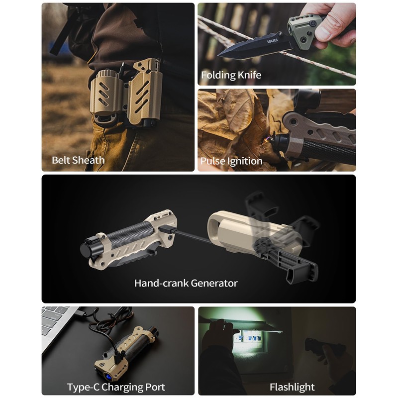 VIPERADE VAK6 Survival Multitool with Folding Knife, LED Flashlight, Pulse