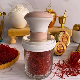 Premium Manual Saffron Grinder – Handheld Spice Grinder for Saffron Threads – Fine Powder Mortar with Mesh – Ideal for Cooking, Tea, and Herbal Use – Durable Design with Moisture-Proof Lid