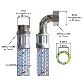 Reinforced Hose 1 Inch External Thread x 1 Inch Union Bend (DN25)
