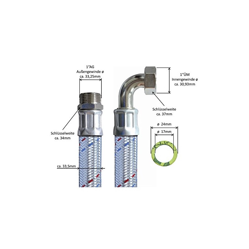 Reinforced Hose 1 Inch External Thread x 1 Inch Union