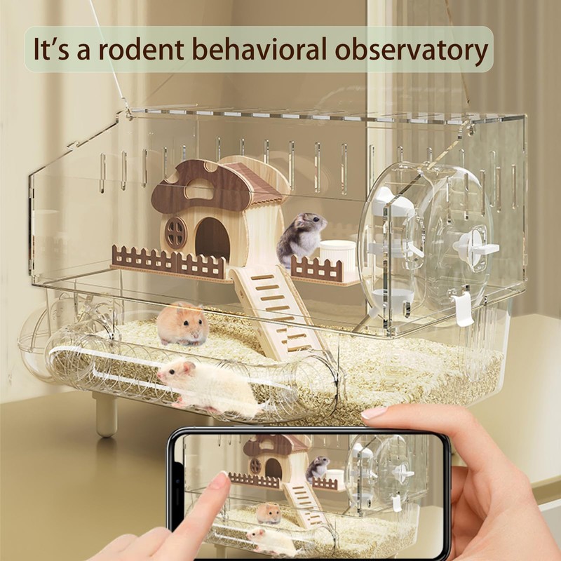 8 in 1 Acrylic Hamster Cage with all accessories,2-Layer Hamster