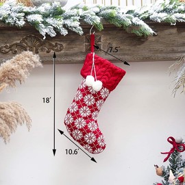 18 Inches Knit Christmas Stockings 3 Pcs Large Knitted Stockings Rustic Christmas Stocking Hanging Ornament Stocking Set for Xmas Winter Holiday Family Party Decorations (Snowflake Tree Elk)