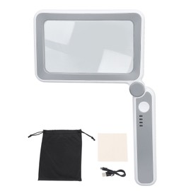 Rectangular Magnifying Glass 4X 3 LED Modes Touch Control Ergonomic Handheld Magnifier for The Elderly Parents Reading
