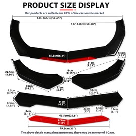 DEERMOTO Universal Front Lip for Car,4 PCS Kit Front Bumper Lip Spoiler Adjustable Diffuser Protector Wide Body Kit Compatible with Corvette C7,Civic,Chevy Camaro