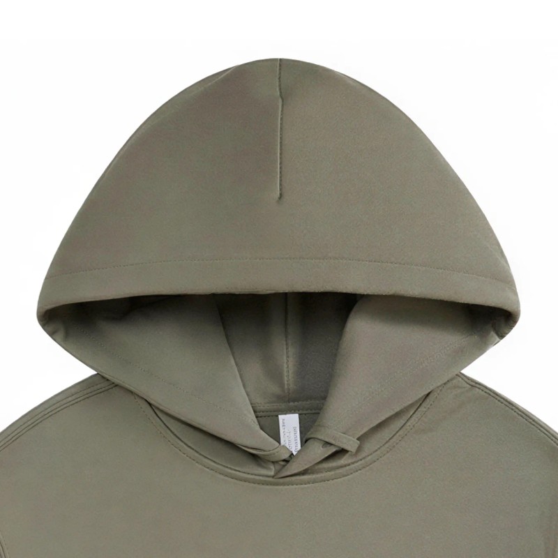 Solid Color Double Layer Hood Side Pocket Terry Cotton Casual