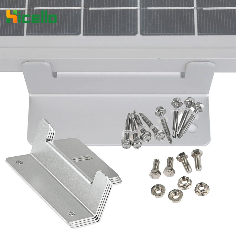 Hicello 4PCS Solar Panel Bracket, Silver Aluminum Z Bracket, Solar