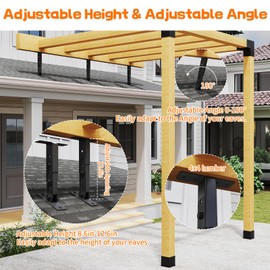 YAGEANNL 3 Pack Heavy Duty Roof Riser Brackets Kit, Adjustable Height & Angle Roof Mount Pergola Brackets, Metal Roof Riser Beam Bracket for Roof Pergola Gazebo Patio Cover, Black