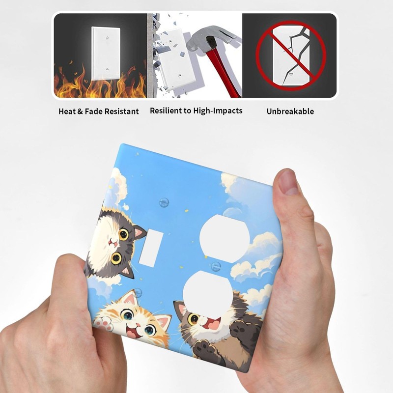 Ihsourgnitnem Wallplates Orange Gray Cute Cat Sky Cloud Cat S