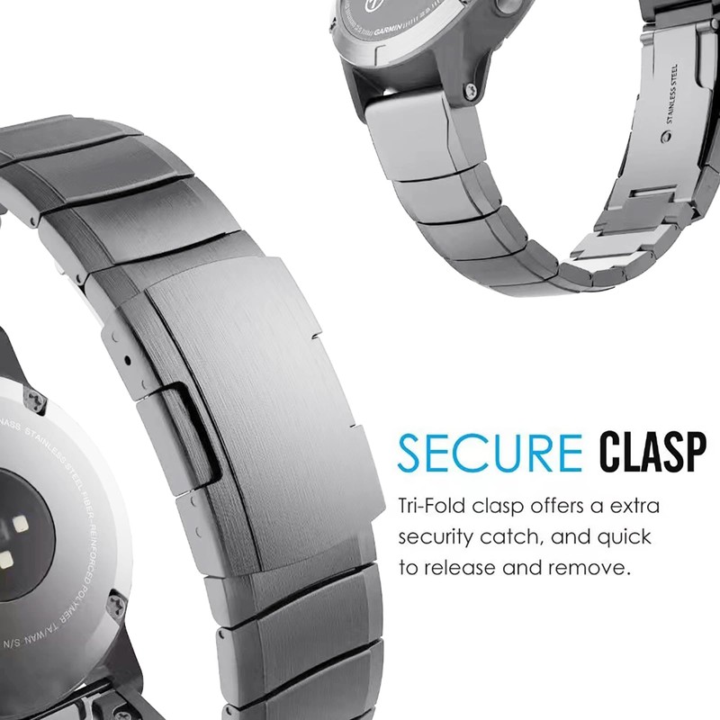 synsing 26mm Titanium Metal Quick Release WatchBand Compatible for Fenix