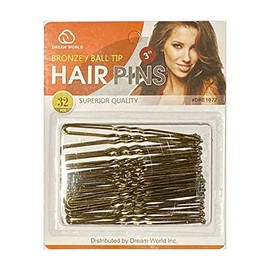 3 Inch Hair Pins 32 Count (Bronze) Brown