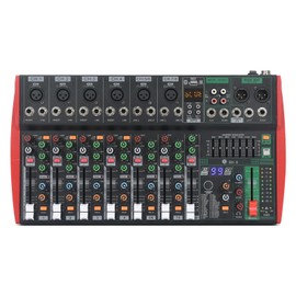 W IN-MIX Professional DJ Audio Mixer 8 Channel with 99 DSP Effects,7-band EQ,Bluetooth Function,Mute Button,USB Interface Recording For Studio & Stage