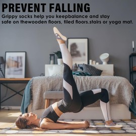 QBEJIME 4 Pairs Pilates Socks For Women Non Slip, Grip Yoga Socks, For Women Non Slip, Reformer Pilates Sock With Straps For Fitness, Ballet, Home Workout