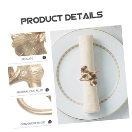 MAGICLULU 4pcs Ginkgo Leaf Metal Napkin Rings for Thanksgiving Fall Decor Elegant Table Setting for Restaurants Weddings and Home Dinners