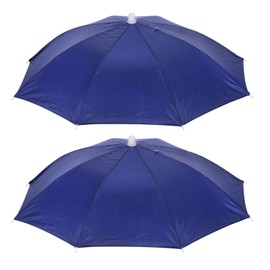 YOKIVE 2 Pack Umbrella Hat, Folded Sun Rain Caps Hand Free Fish Umbrella Hats Great for Hiking, Fishing, Camping, Sports (Dark Blue, 20-Inch)