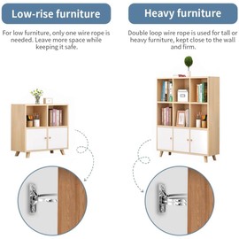 Furniture Straps, Baby Proofing Anti-Tip Furniture Anchor Straps kit, Pet Protecting Falling Furniture Prevention Device, Safety Furniture Wall Anchors