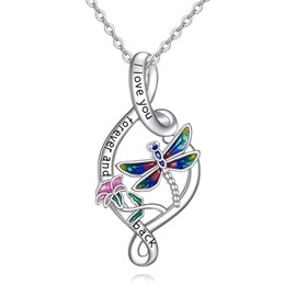 YAFEINI Infinity Dragonfly Pendant Necklace 925 Sterling Silver - Flower dragonfly Animal Lovers Mothers Day Jewelry Gifts
