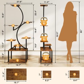 Plant Stand Indoor with Grow Light, 8 Tiered 62" indoor plant stand for Plants Multiple, S-Shaped Metal Plant Shelf Display Rack Holder, Indoor Outdoor Plant Stands for Corner, Living Room