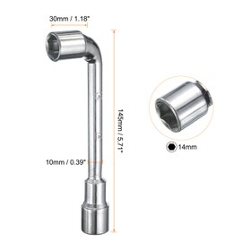 HARFINGTON 2pcs l Shaped Angled Hex Socket Wrench 14mm 45# Steel Double Ended Metric 6 Point Tubular Socket Spanner for General Repairing, Pipeline, Bicycle Car Maintenance