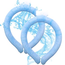 Cooling Neck Wrap for Fever Relief, Summer Heat Cooler, Reusable Ice Pack for Hot Flashes, Neck Cooling Tube, Breathable and Wearable,Blue (2packs)
