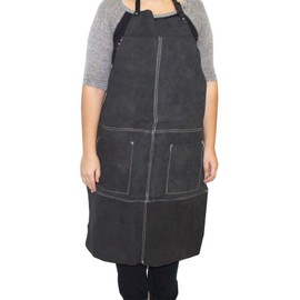 KNIGHT GUARD Genuine Leather Bib Style Shop Apron | 2 Pockets In Black Color