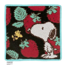 Snoopy 000572-0002-02 Chenille Towel Handkerchief 0002 (Black) Women's Hand Towel, Approx. 9.1 inches (23 cm), Peanuts