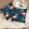 Jbofyee Tropical Leaves Flamingo and Flowers Throw Pillow Cover 18x18