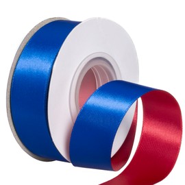 YASEO Double-Sided Two-Tone Ribbon, 20 Yards 1 Inch Double Faced Blue and Red Satin Ribbon for Christmas, Wedding, Birthday, Gift Wrapping and Party Decor