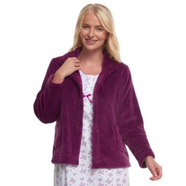Ladies Supersoft Fleece Bedjacket (UK, Numeric, 8, 10, Regular, Regular, PLUM)
