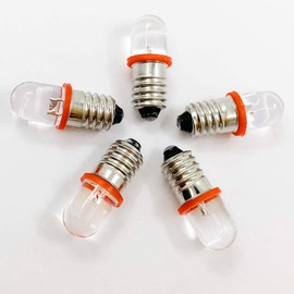 DERA 5pcs/lot E10 Screw Base LED Indicator Light Bulbs Spot Lamps DC18V Red instruct Button Mini Warning Width Signal lamp (Red, DC18V)