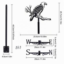 SUPERDANT Weathercock with Eagle Eagle on Branches Wind Direction Indicator Decorative Wind Direction Signs Weather Vane for Farmhouse Garden Outdoor Lawn Roof Decoration